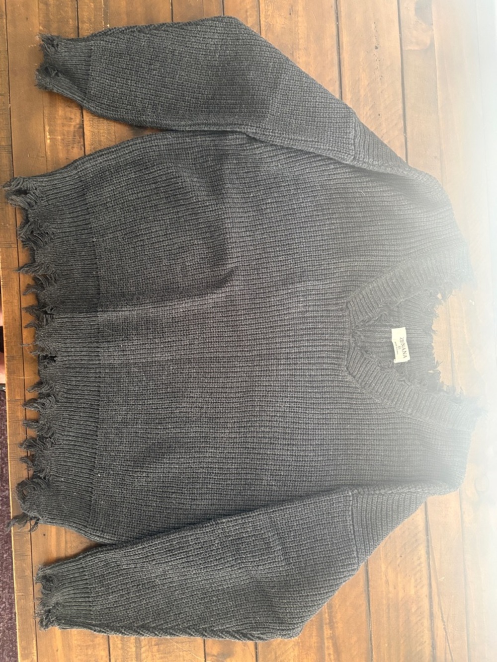 Charcoal Distressed Crewneck Sweater - Zenana Outfitters